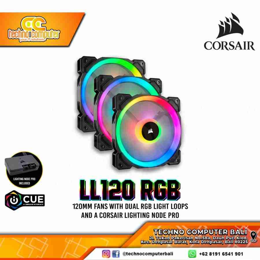 FAN CASING CORSAIR LL120 RGB Fan BLACK - 12cm/120mm Triple Pack with Lighting Node PRO