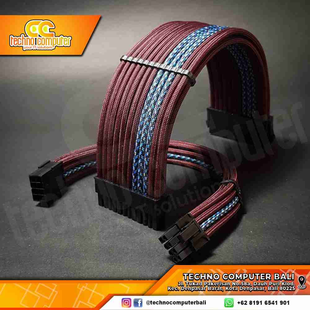 KABEL SLEEVE 8 PIN (6+2) GPU/PCIE CUSTOM - GRACIEUX MAROON BLUE RED