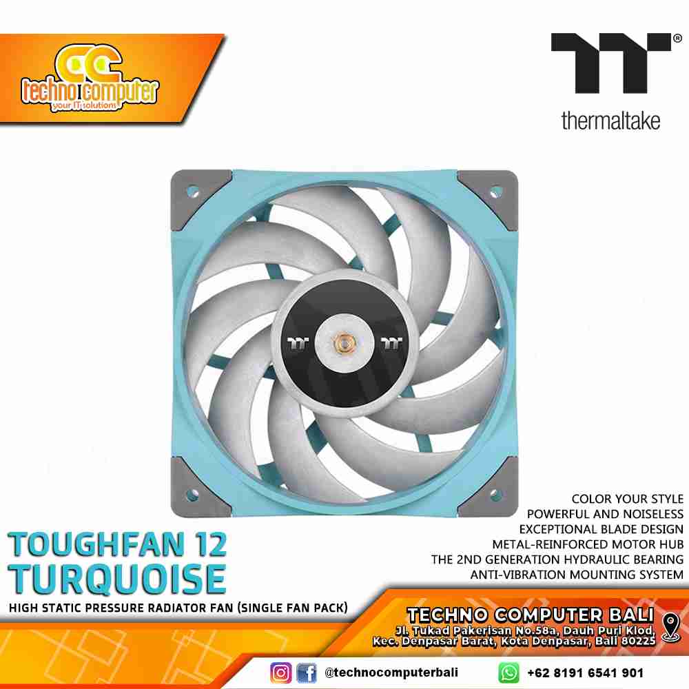 FAN CASING THERMALTAKE TOUGHFAN 12 Turquoise Radiator Fan - 120mm PWM Fan Single Pack