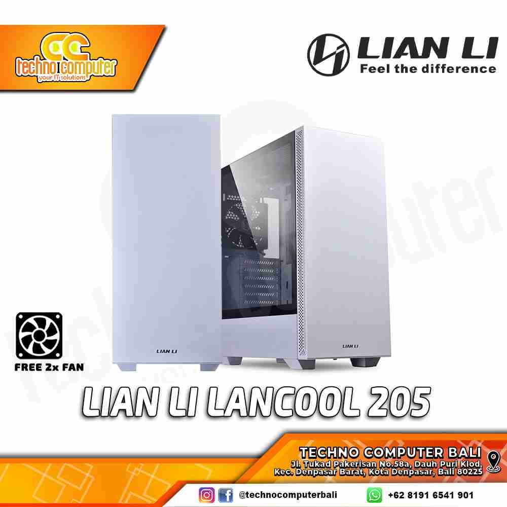CASING LIAN LI LANCOOL 205 White - Mid Tower ATX Case Tempered Glass (Free 2x Fan)