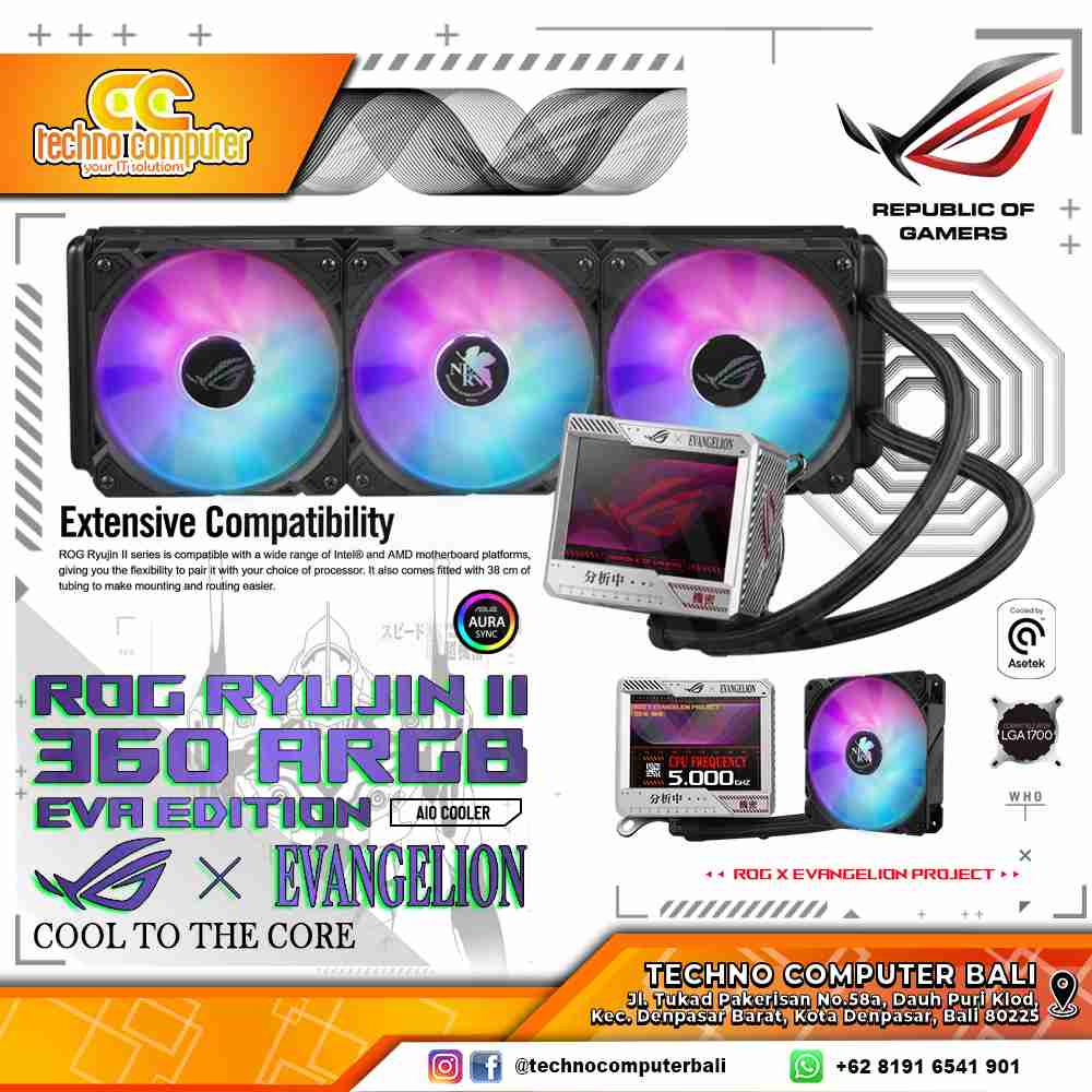 ASUS ROG RYUJIN II 360 EVA Edition with 3.5inch LCD Display - CPU Cooler - 360mm AIO Liquid Cooler