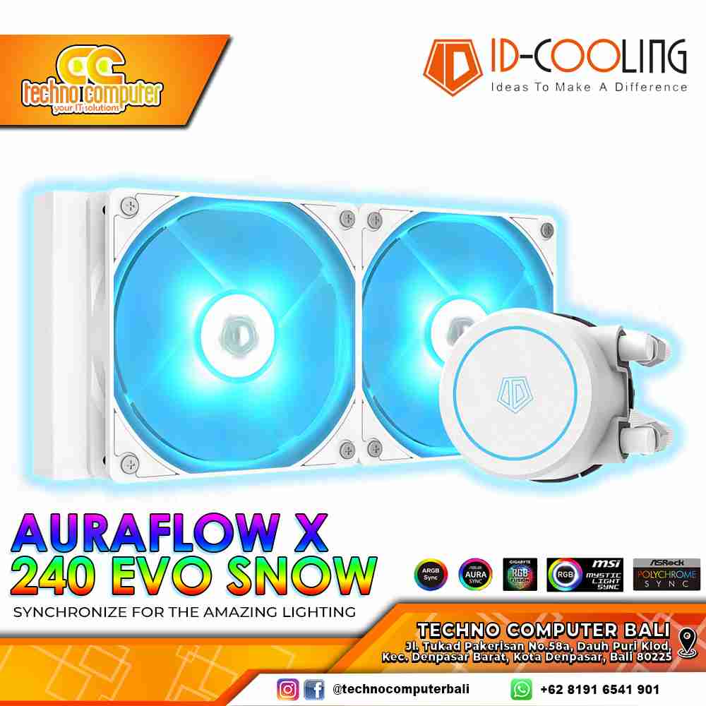 ID-COOLING AURAFLOW X 240 EVO RGB Sync SNOW - CPU Cooler - 240mm AIO Liquid Cooler