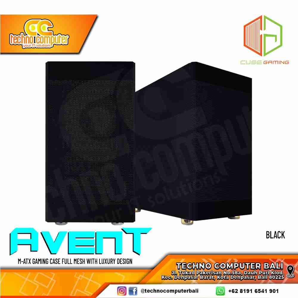 CASING CUBE GAMING AVENT Black Mesh - Mid Tower mATX Case