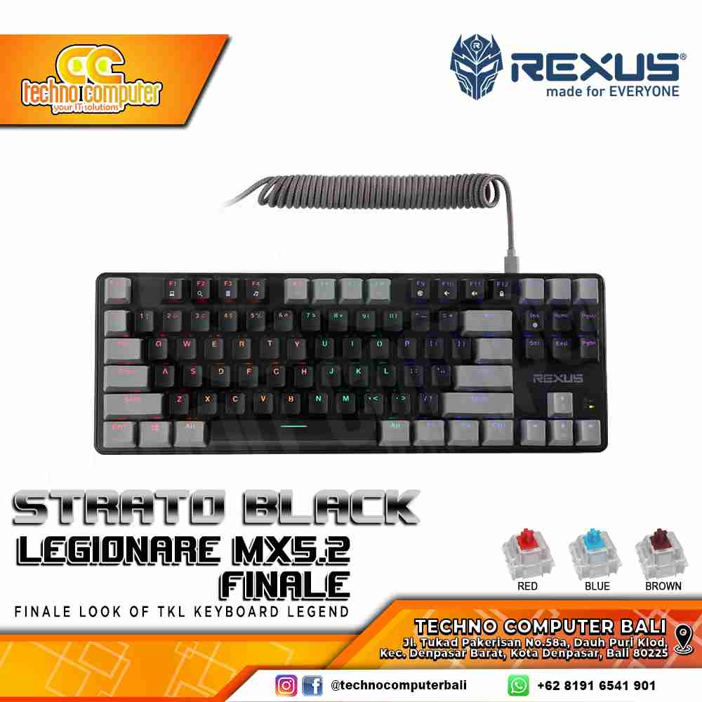 REXUS LEGIONARE MX5.2 FINALE TKL Black/Grey - Mechanical Brown Switch - Gaming Keyboard