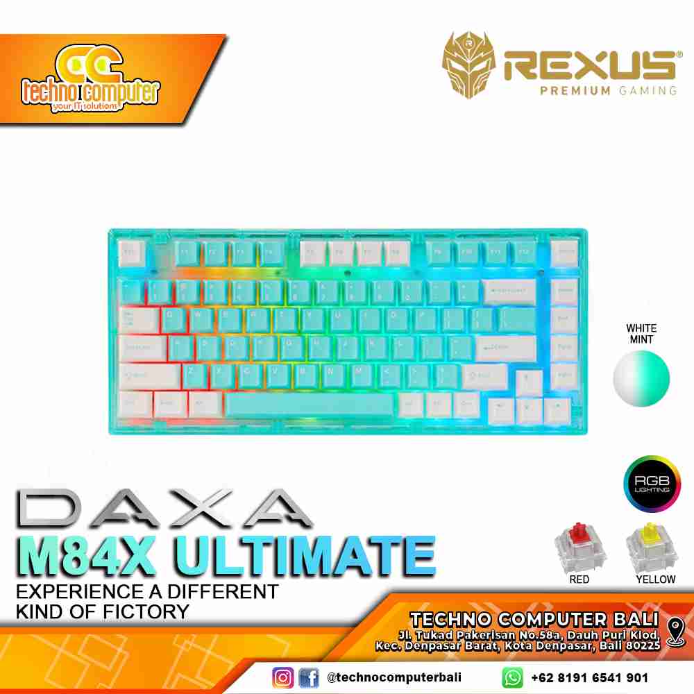 REXUS DAXA M84X ULTIMATE Wireless Mint - Mechanical Red Switch - Gaming Keyboard Wireless