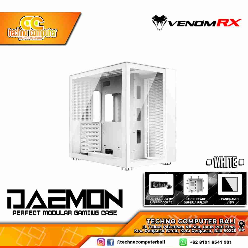 CASING VENOMRX DAEMON WHITE - Mid Tower ATX Case Tempered Glass