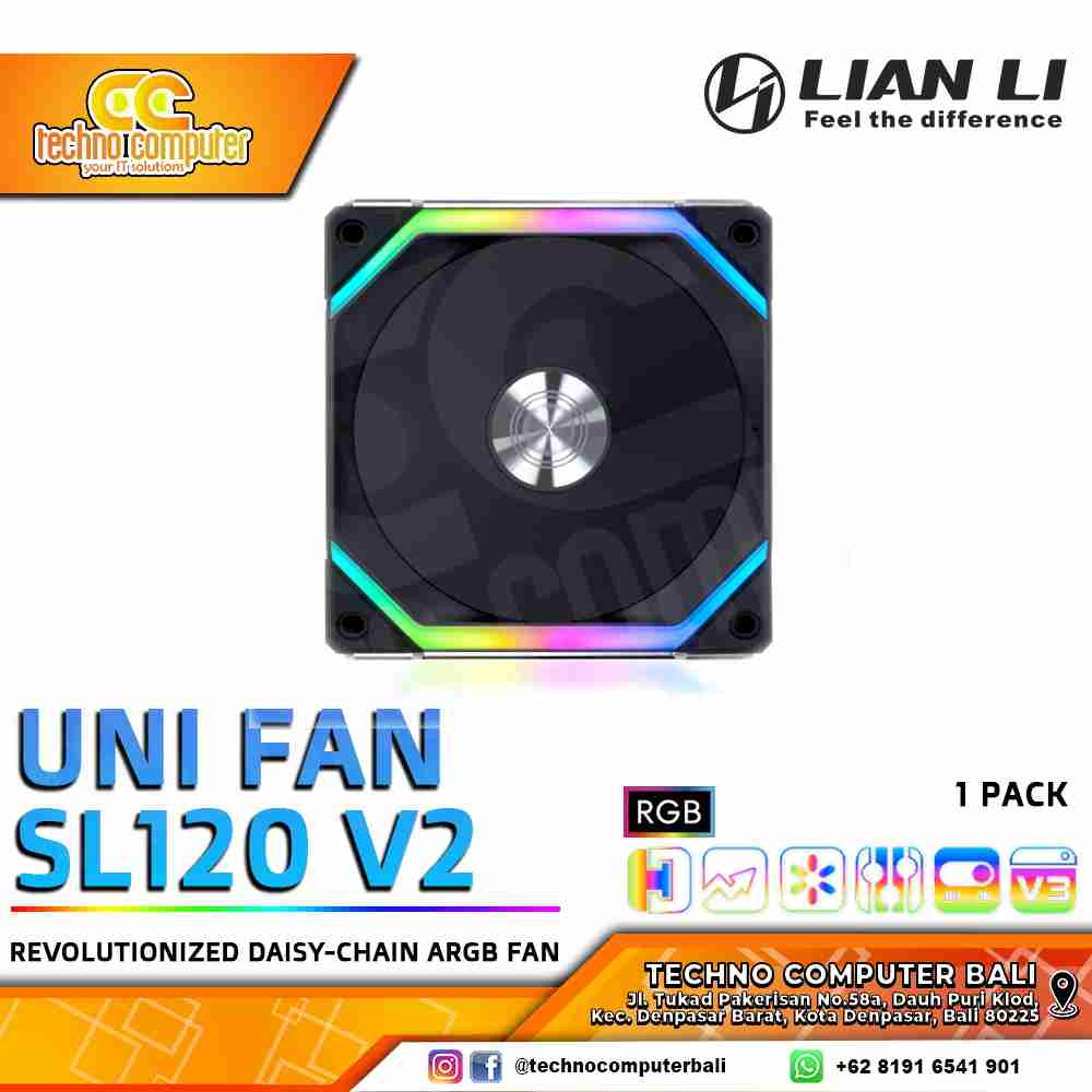 FAN CASING LIAN LI UNI FAN SL120 V2 BLACK - 120mm Single Pack ARGB Fan