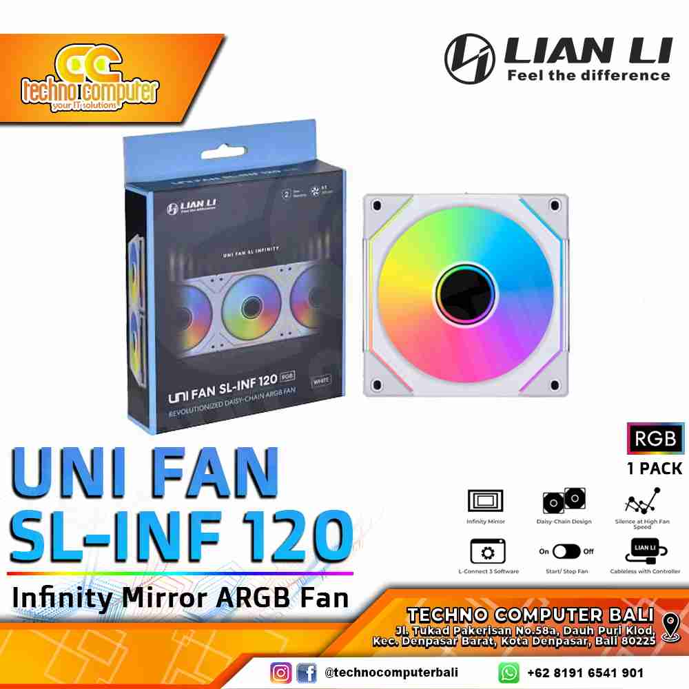 FAN CASING LIAN LI UNI FAN SL-Infinity 120 WHITE - 120mm Single Pack ARGB Fan