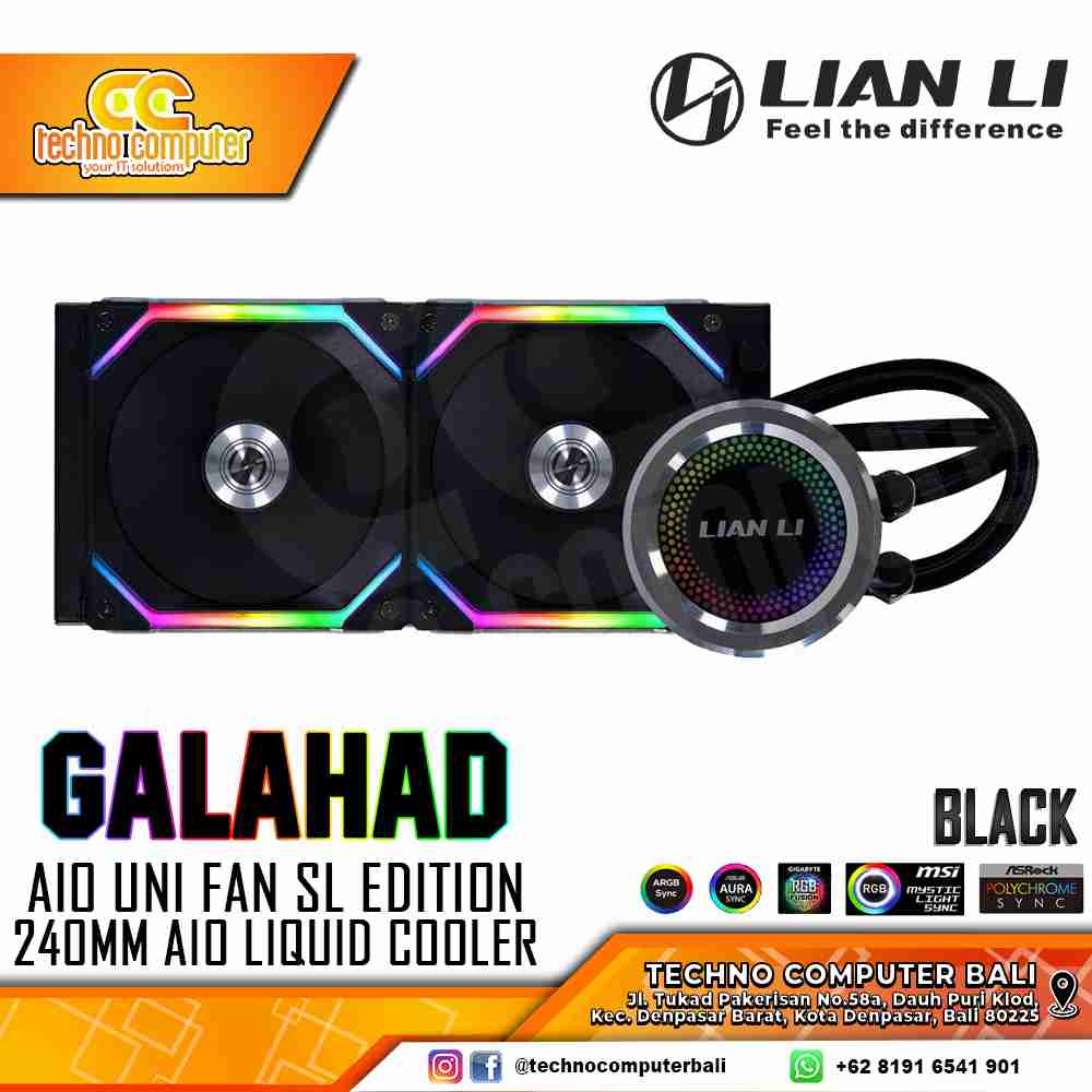 LIAN LI GALAHAD AIO UNI FAN SL Edition 240 ARGB Black - CPU Cooler - 240mm AIO Liquid Cooler