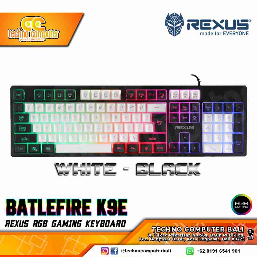 REXUS BATTLEFIRE RX-K9E White/Black - Gaming Keyboard