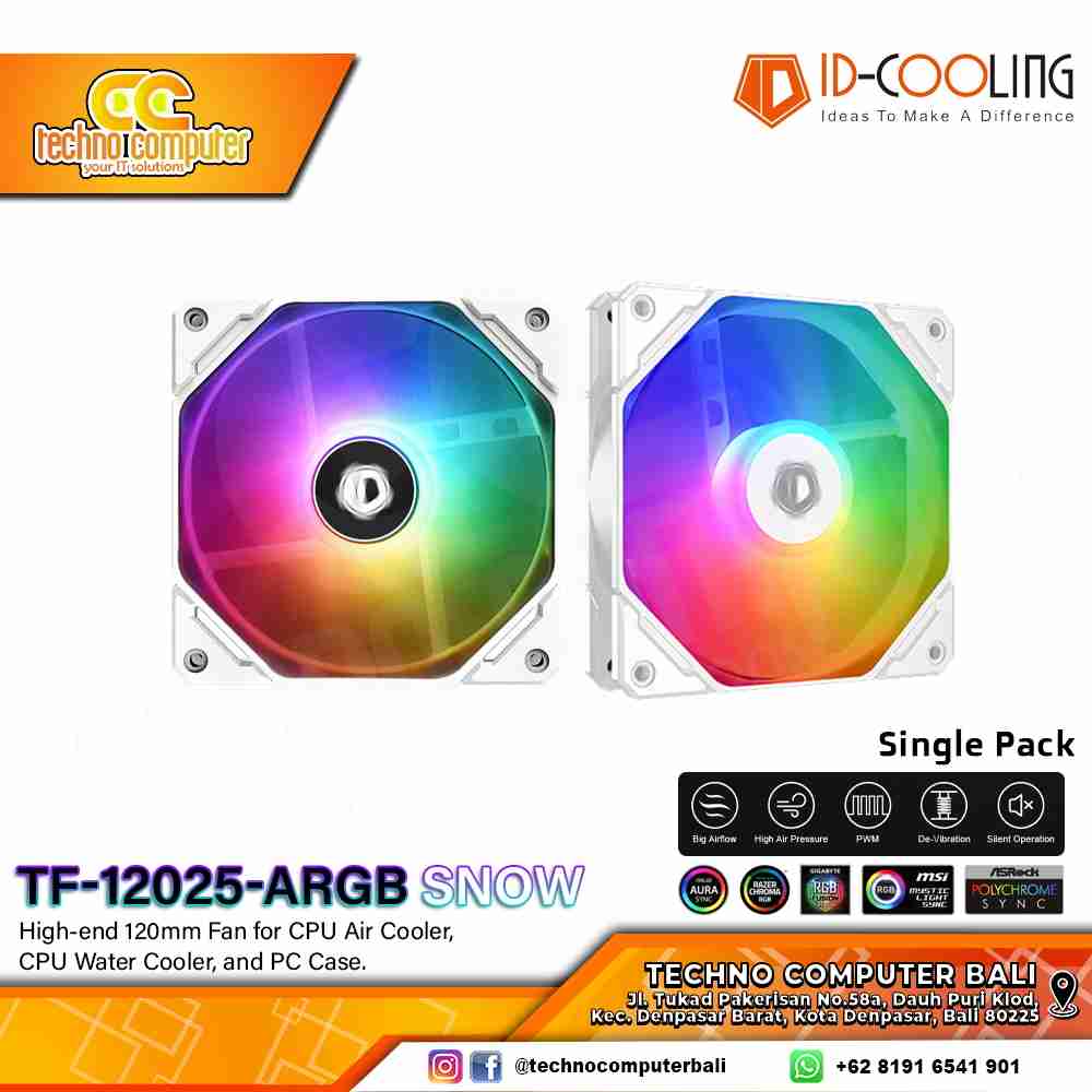 FAN CASING ID-COOLING TF-12025 ARGB Snow - 120mm ARGB PWM Fan