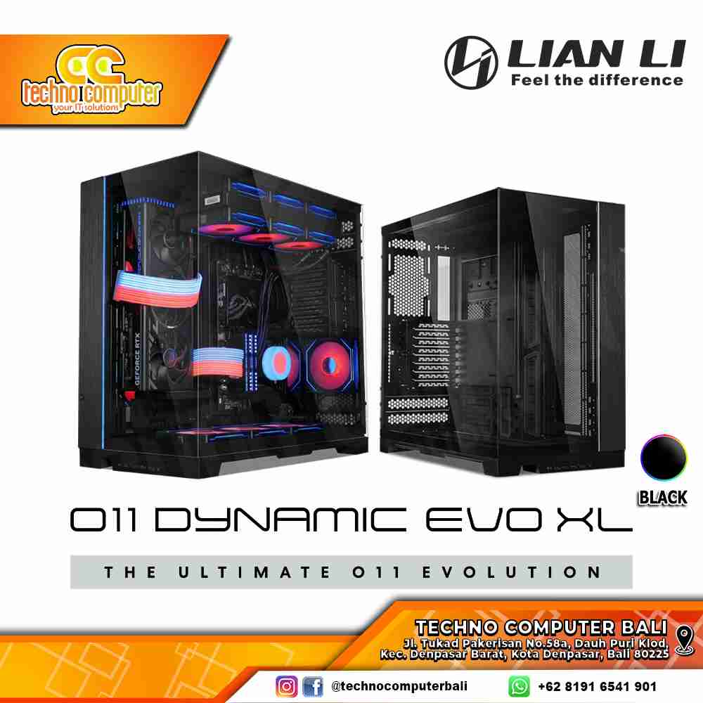 CASING LIAN LI O11 DYNAMIC EVO XL Black - Full Tower E-ATX Case Tempered Glass