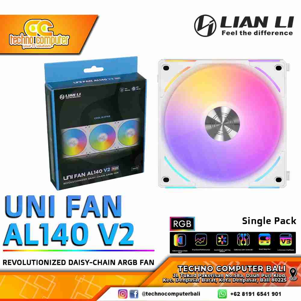 FAN CASING LIAN LI UNI FAN AL140 V2 WHITE - 140mm Single Pack ARGB Fan