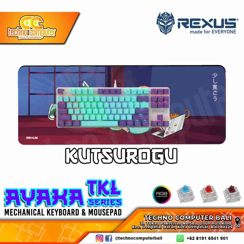 REXUS AYAKA Series TKL Kutsurogu - Mechanical Red Switch - Gaming Keyboard & Mousepad