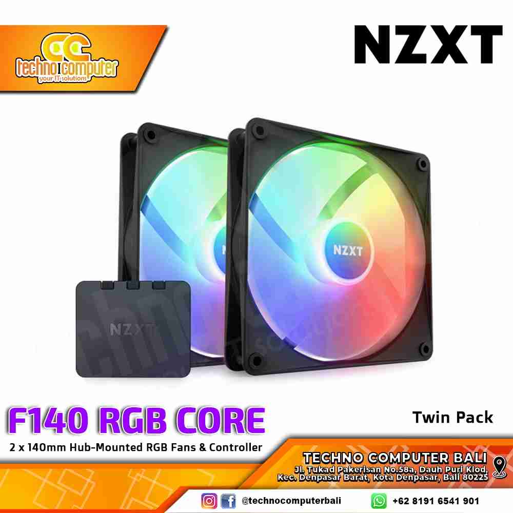 FAN CASING NZXT F140 RGB CORE BLACK - 140mm Twin Pack ARGB Fan with Controller
