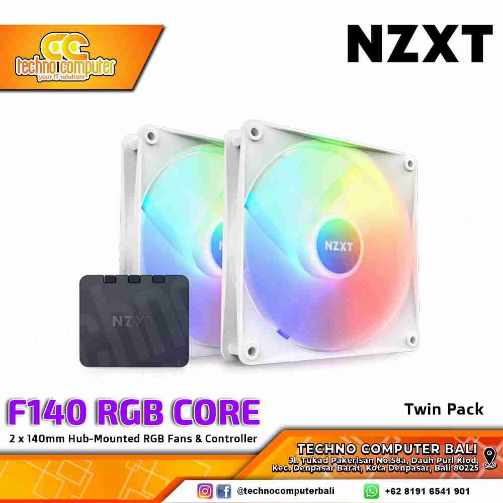 FAN CASING NZXT F140 RGB CORE WHITE - 140mm Twin Pack ARGB Fan with Controller