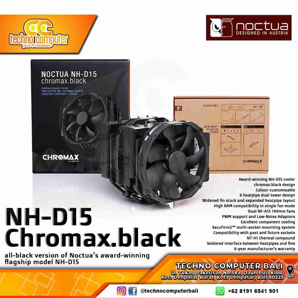 NOCTUA NH-D15 CHROMAX BLACK - CPU Cooler - 140mm Air Cooler