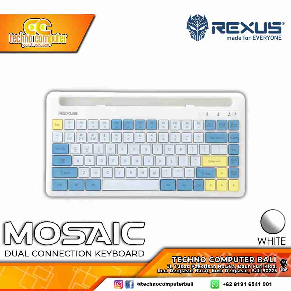 REXUS KB01 Wireless Mosaic White - Office Keyboard Wireless