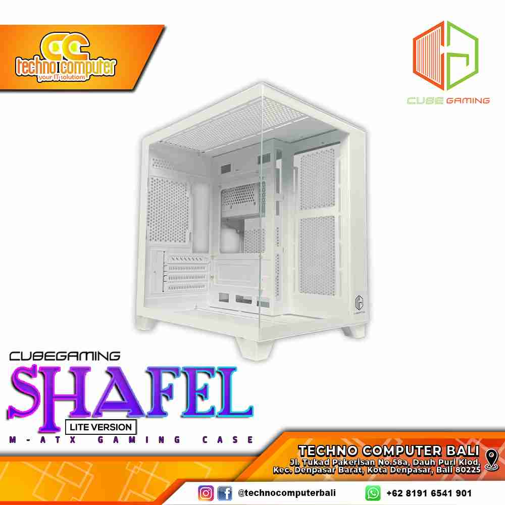 CASING CUBE GAMING SHAFEL LITE White - Mid Tower mATX Case Tempered Glass
