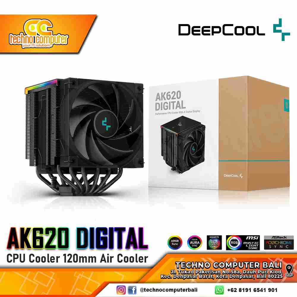DEEPCOOL AK620 Digital Black - CPU Cooler - 120mm Air Cooler