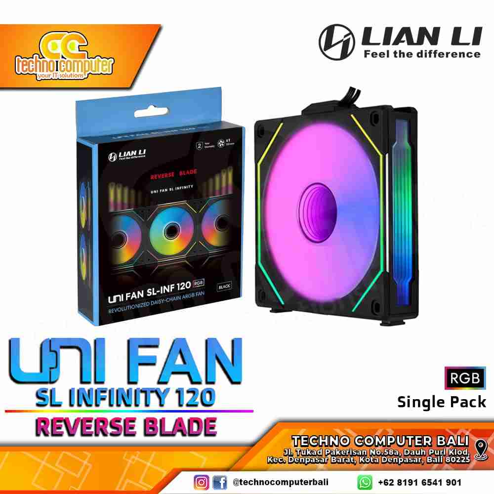 FAN CASING LIAN LI UNI FAN SL-Infinity 120 REVERSE BLADE BLACK - 120mm Single Pack ARGB Fan