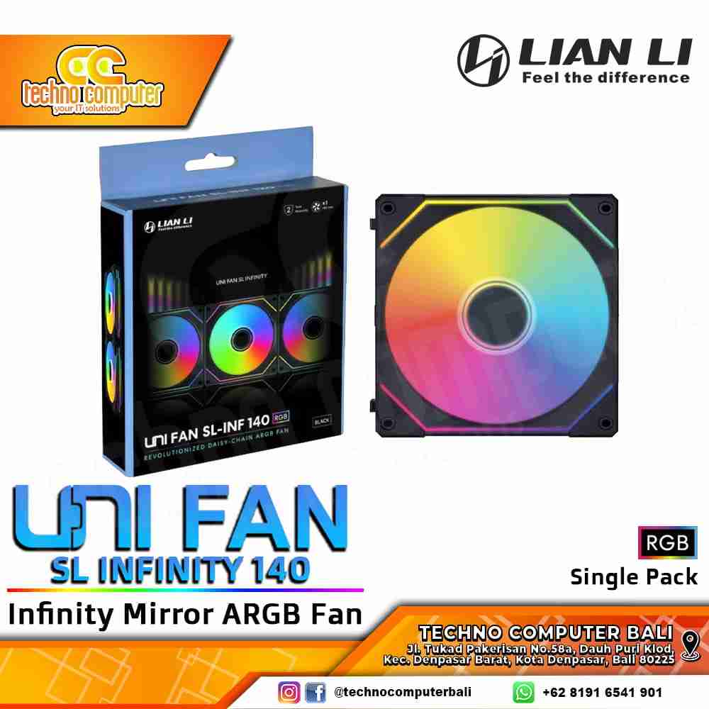 FAN CASING LIAN LI UNI FAN SL-Infinity 140 BLACK - 140mm Single Pack ARGB Fan
