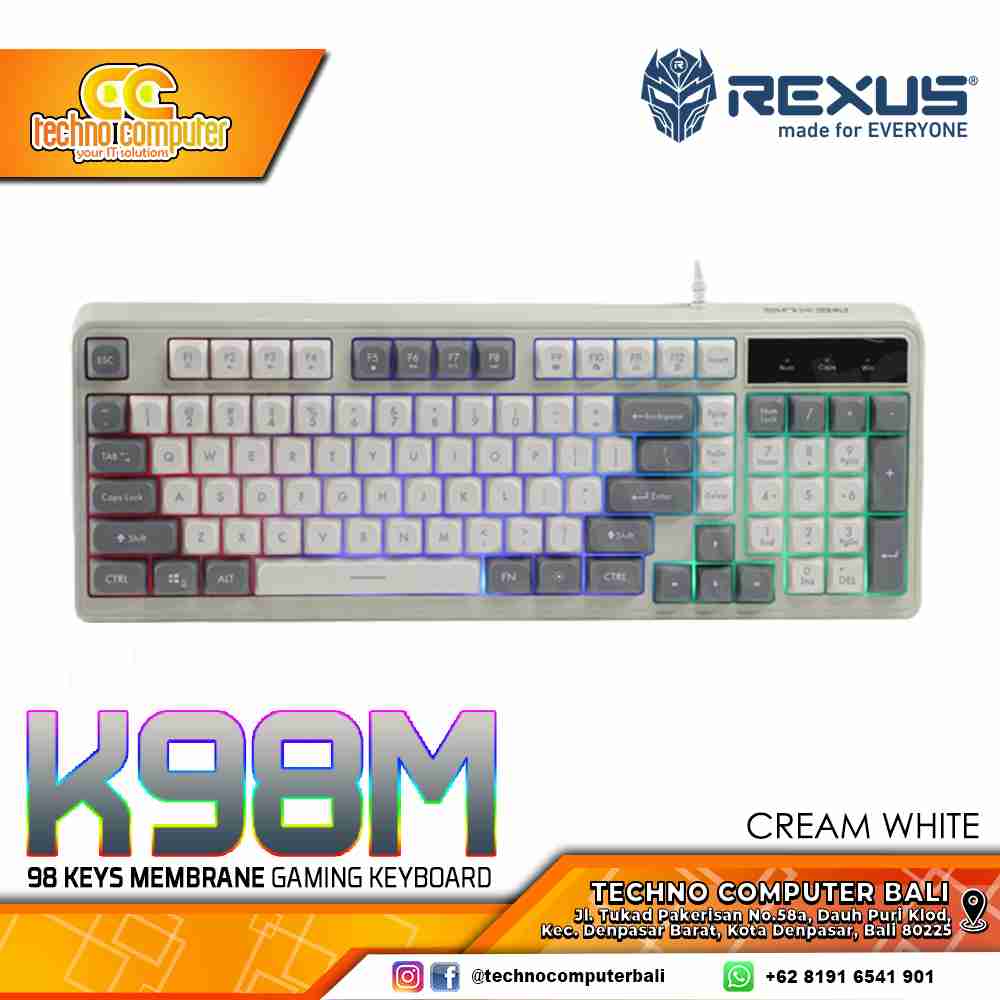 REXUS BATTLEFIRE K98M Cream White - Gaming Keyboard