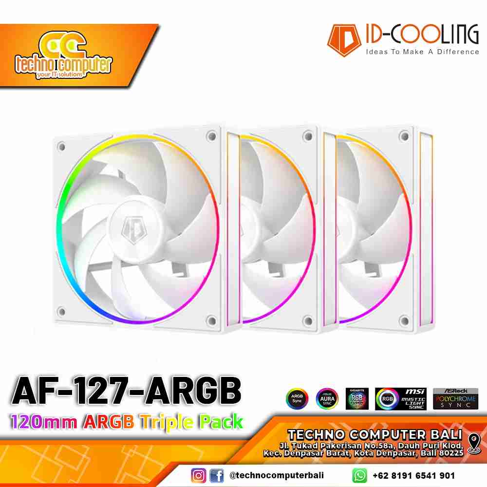 FAN CASING ID-COOLING AF-127-ARGB-W TRIO WHITE - 120mm Triple Pack ARGB Fan