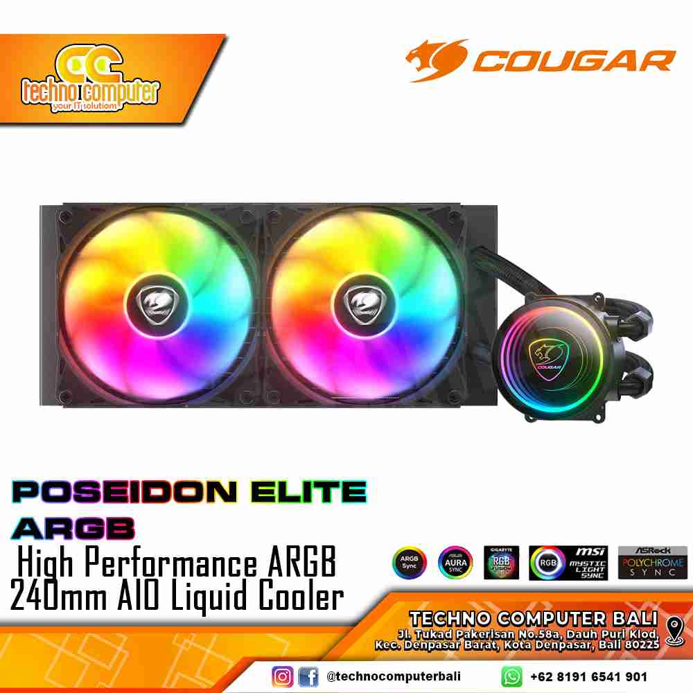 COUGAR POSEIDON ELITE 240 ARGB Black - CPU Cooler - 240mm AIO Liquid Cooler