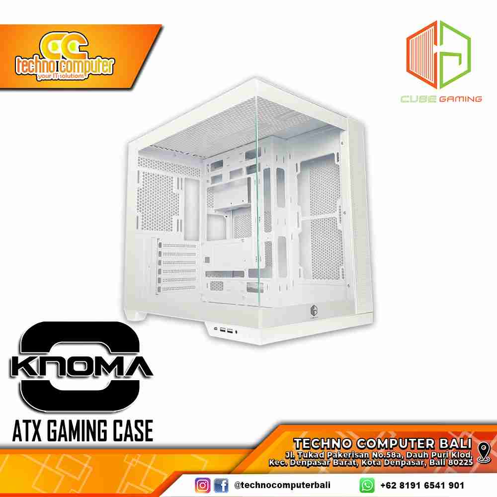 CASING CUBE GAMING KNOMA White - Mid Tower ATX Case Tempered Glass