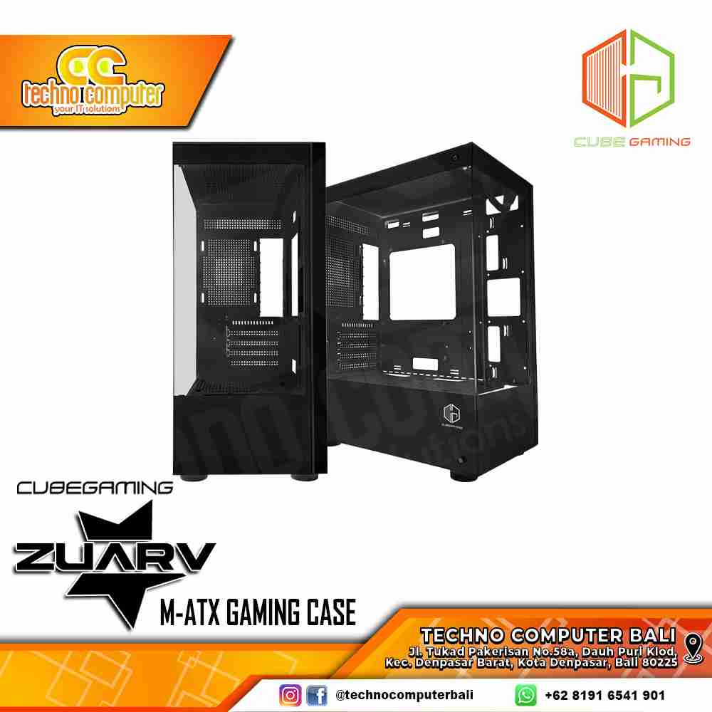 CASING CUBE GAMING ZUARV Black - Mid Tower mATX Case Tempered Glass