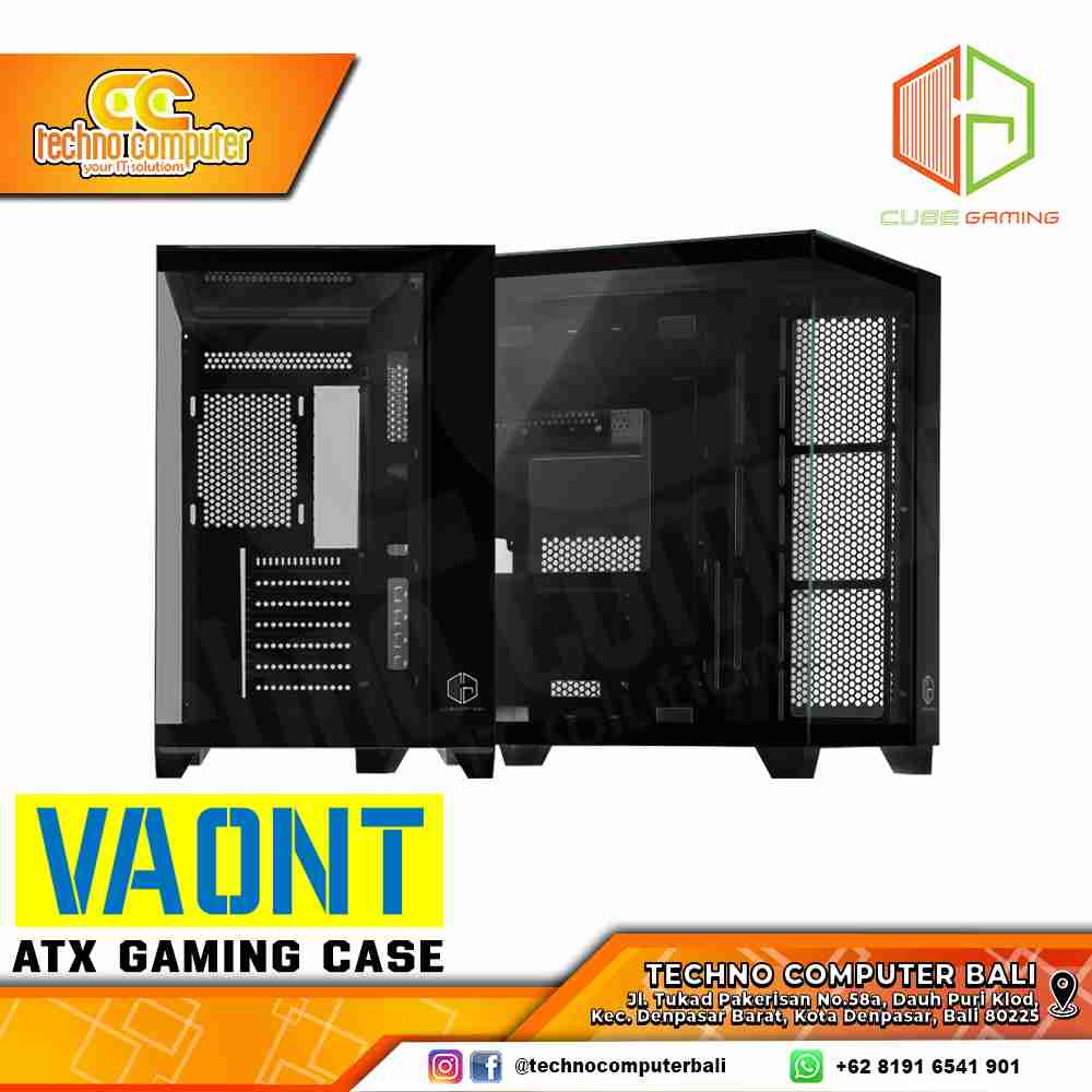 CASING CUBE GAMING VAONT Black - Mid Tower ATX Case Tempered Glass