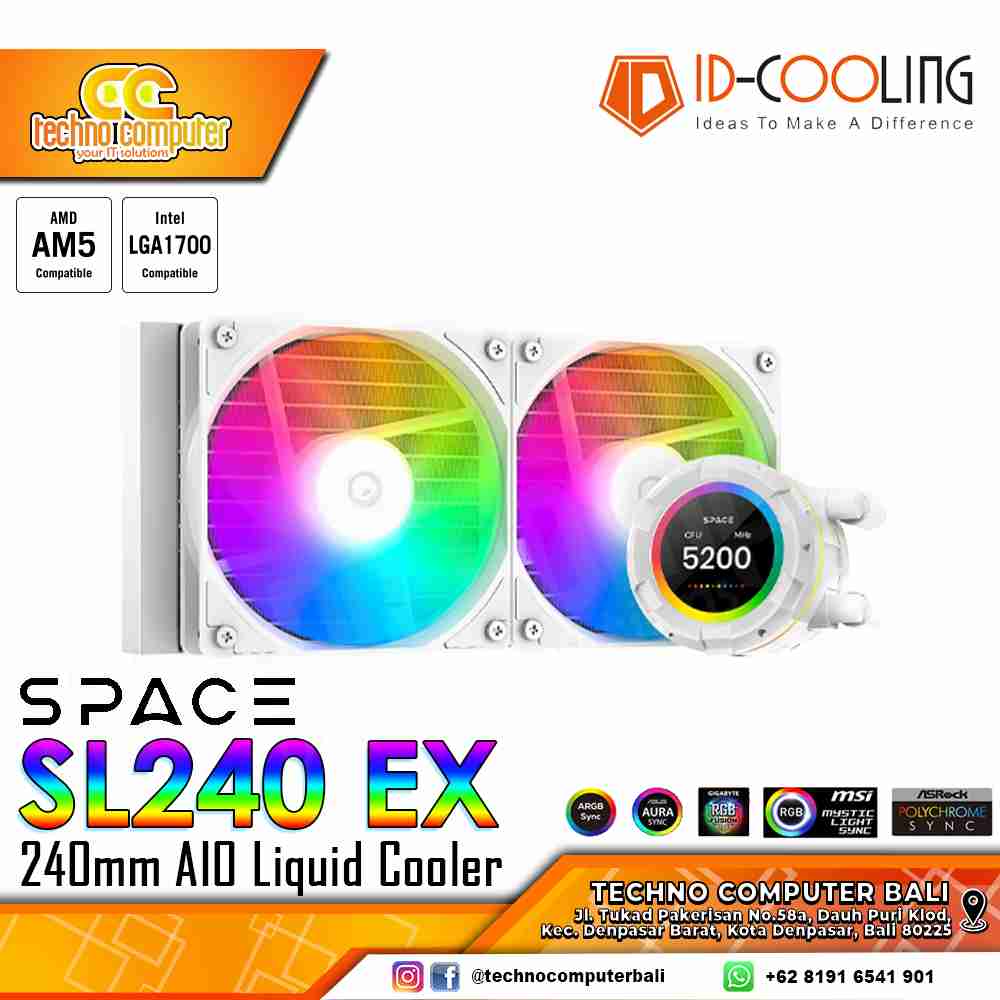 ID-COOLING SL240 XE SPACE White with LCD Display - CPU Cooler - 240mm AIO Liquid Cooler