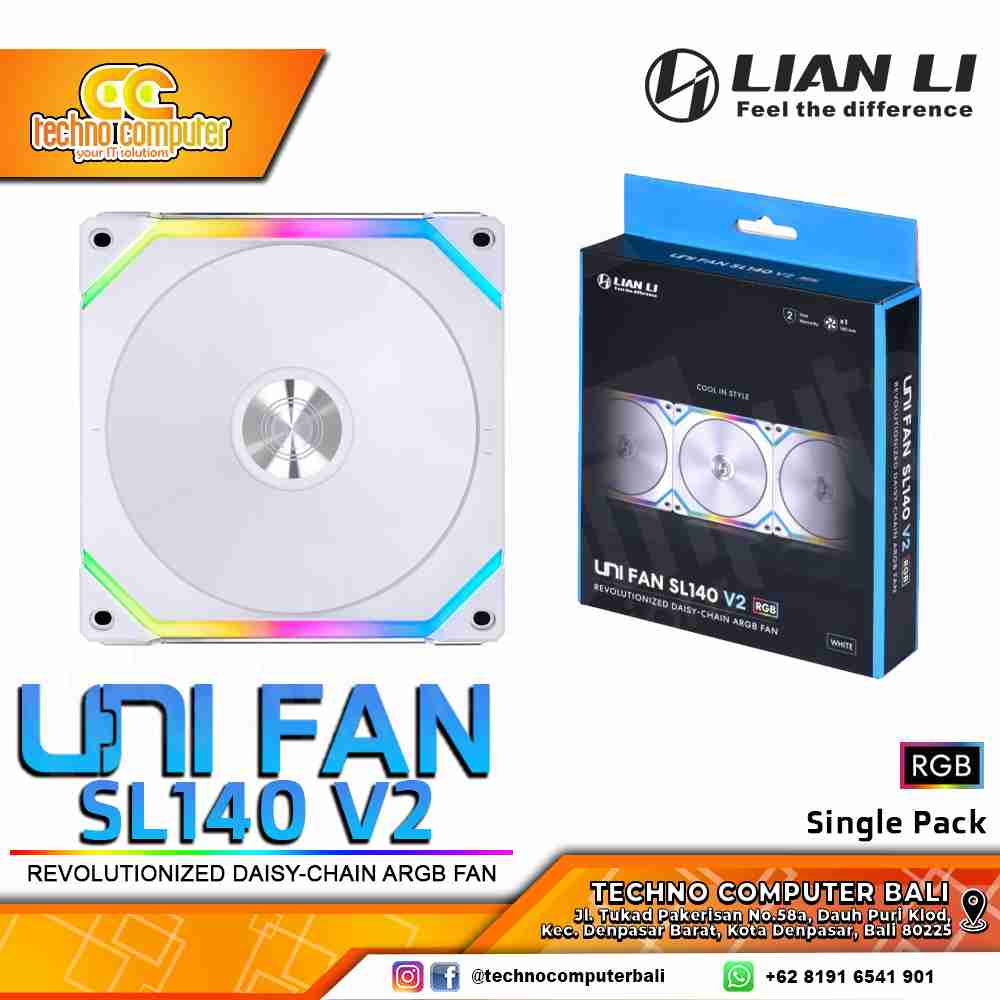 FAN CASING LIAN LI UNI FAN SL140 V2 WHITE - 140mm Single Pack ARGB Fan