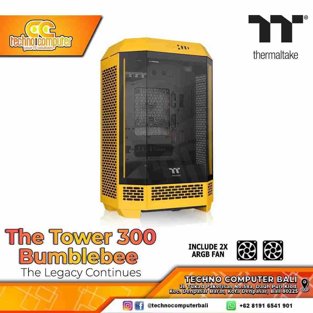 CASING THERMALTAKE The Tower 300 Bumblebee - Micro Tower mATX Case Tempered Glass