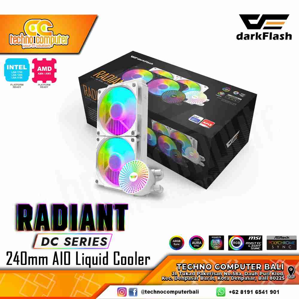 DARKFLASH RADIANT DC240 ARGB White - CPU Cooler - 240mm AIO Liquid Cooler