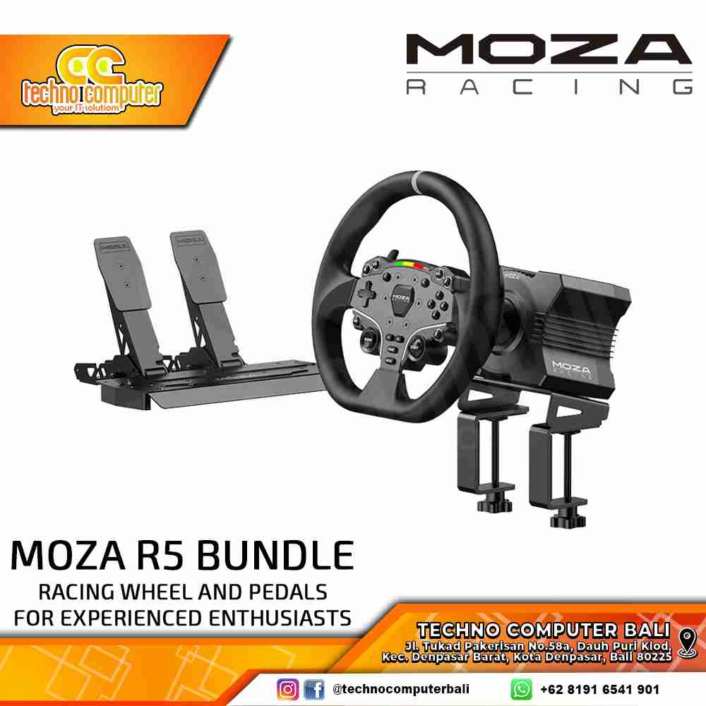 MOZA Racing R5 Direct Drive Steering Wheel and Pedals Bundle (2 Pedal)