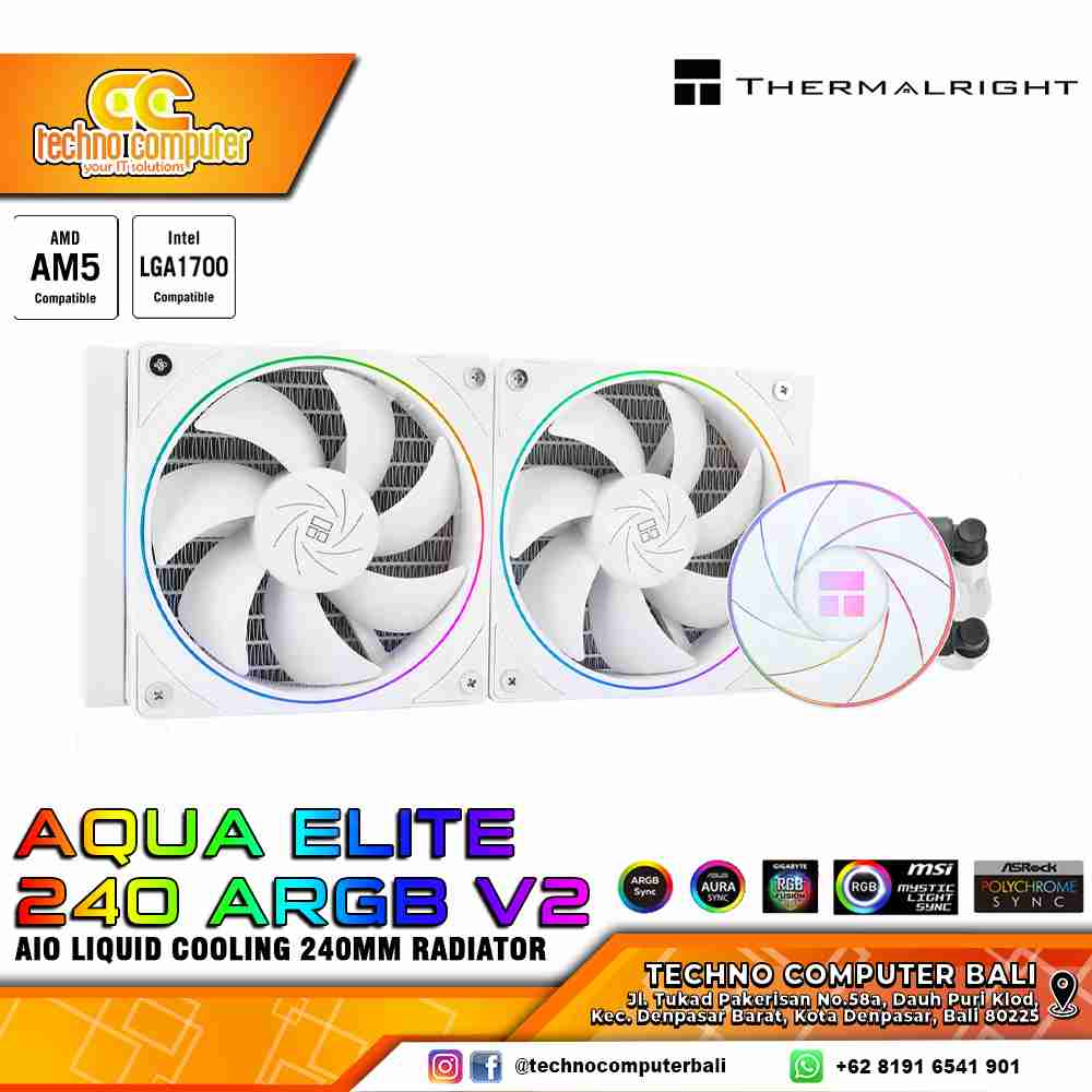 THERMALRIGHT AQUA ELITE 240 ARGB V2 WHITE - CPU Cooler - 240mm AIO Liquid Cooler