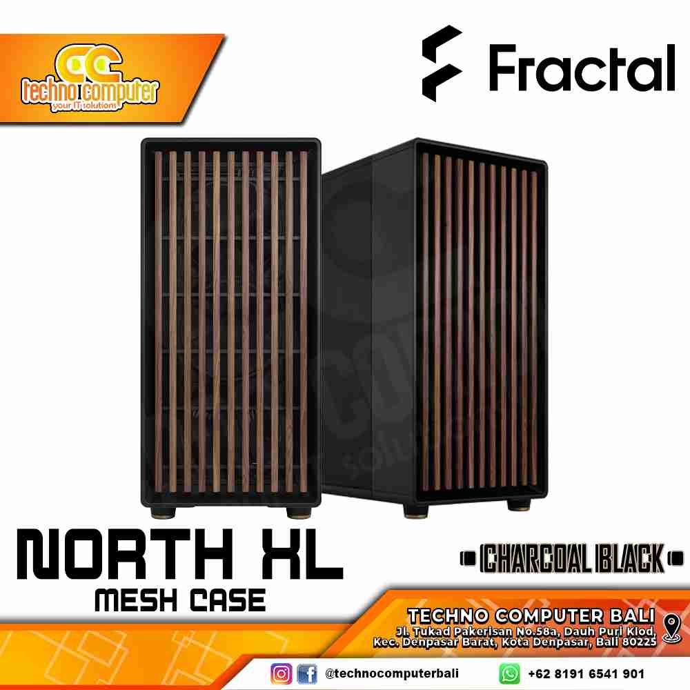 CASING FRACTAL Design NORTH XL Charcoal Black Mesh - Mid Tower E-ATX Case Mesh (Free 3x Fan)