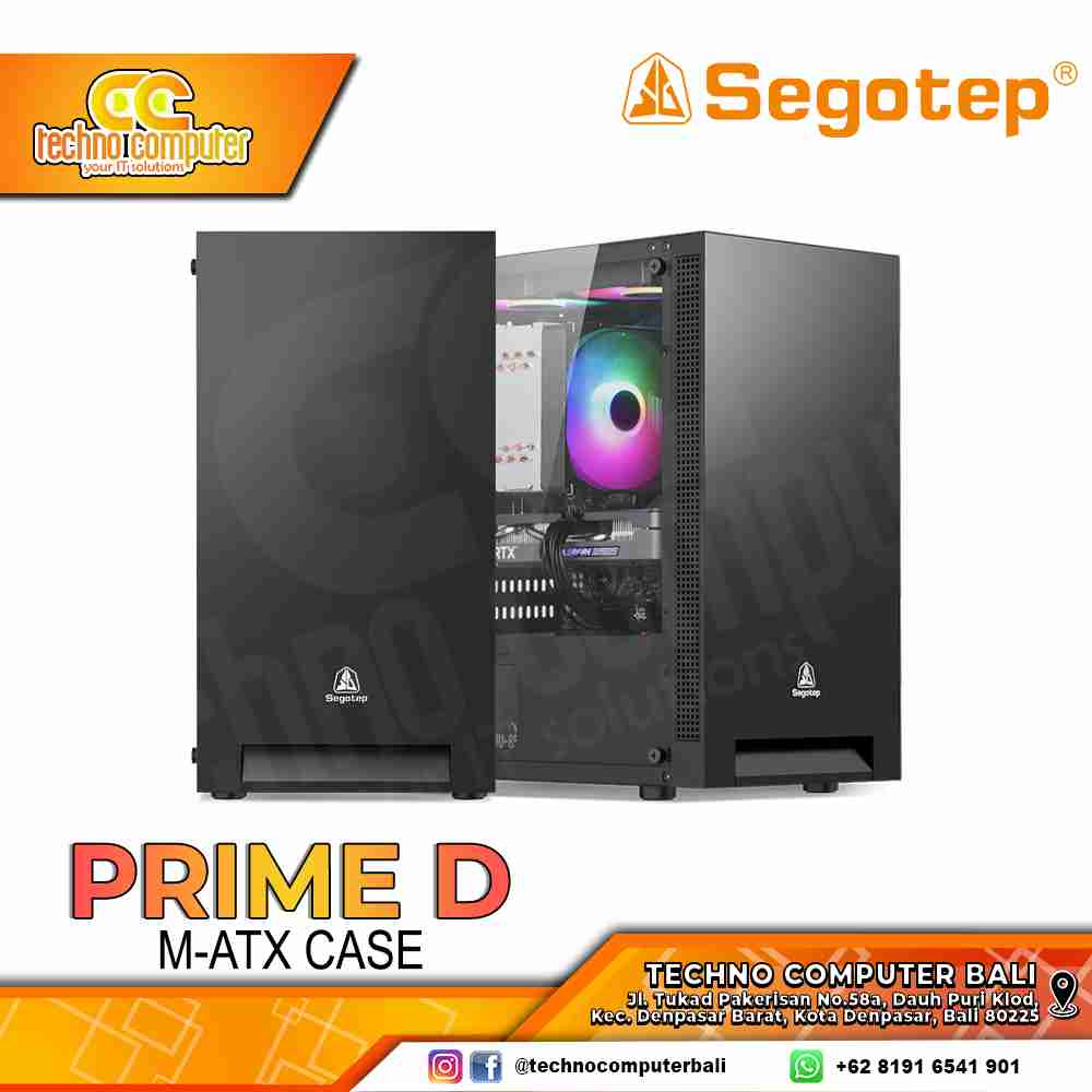 CASING SEGOTEP PRIME D Black - Mid Tower mATX Case Tempered Glass