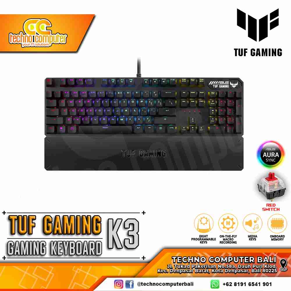 ASUS RA05 TUF Gaming K3 - Mechanical Red Switch - Gaming Keyboard