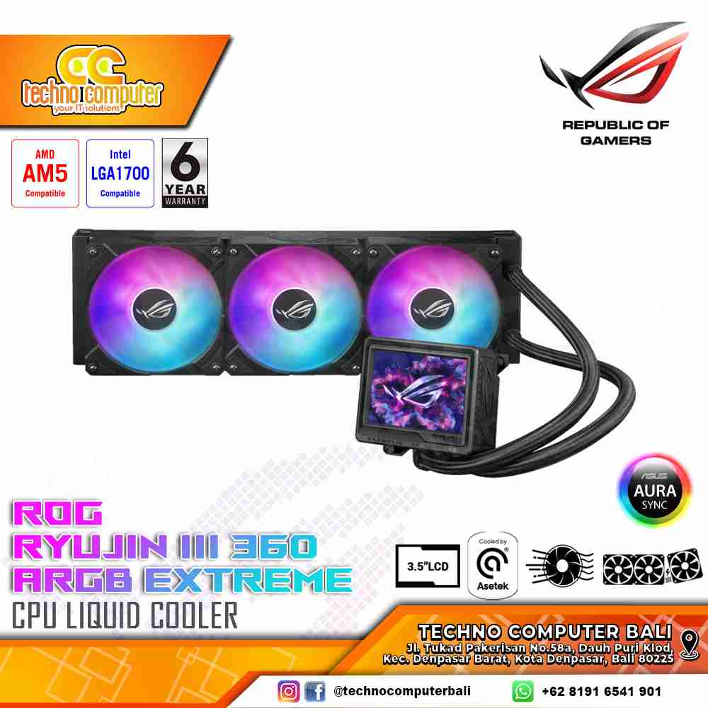 ASUS ROG RYUJIN III 360 ARGB Extreme with LCD Display - CPU Cooler - 360mm AIO Liquid Cooler