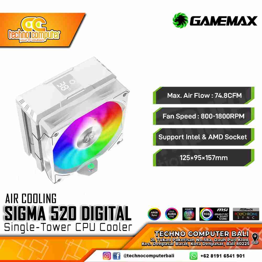 GAMEMAX SIGMA 520 DIGITAL WHITE - CPU Cooler - 120mm Air Cooler