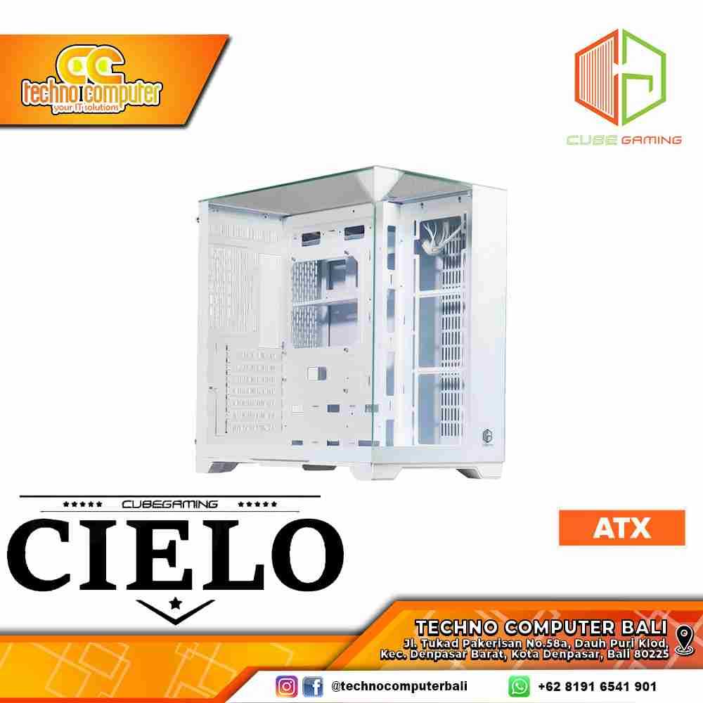 CASING CUBE GAMING CIELO ATX White - Mid Tower ATX Case Tempered Glass