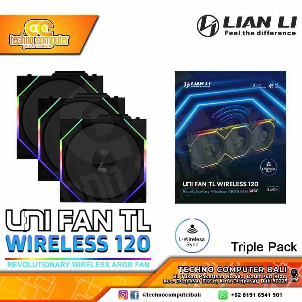 FAN CASING LIAN LI UNI FAN TL 120 Wireless Black - 120mm Triple Pack ARGB Fan