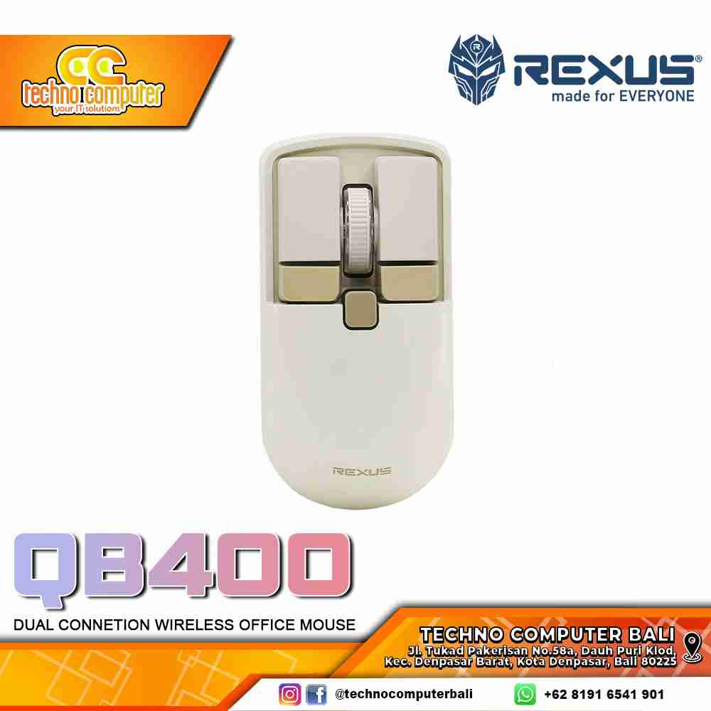 REXUS QB400 Wireless Bluetooth - Office Mouse Wireless (Beige)
