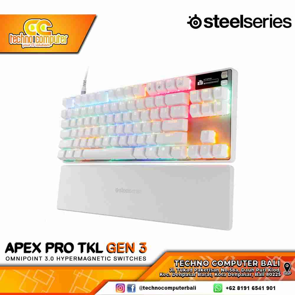 STEELSERIES APEX Pro TKL Gen 3 White - HyperMagnetic Switch - Analog Gaming Keyboard