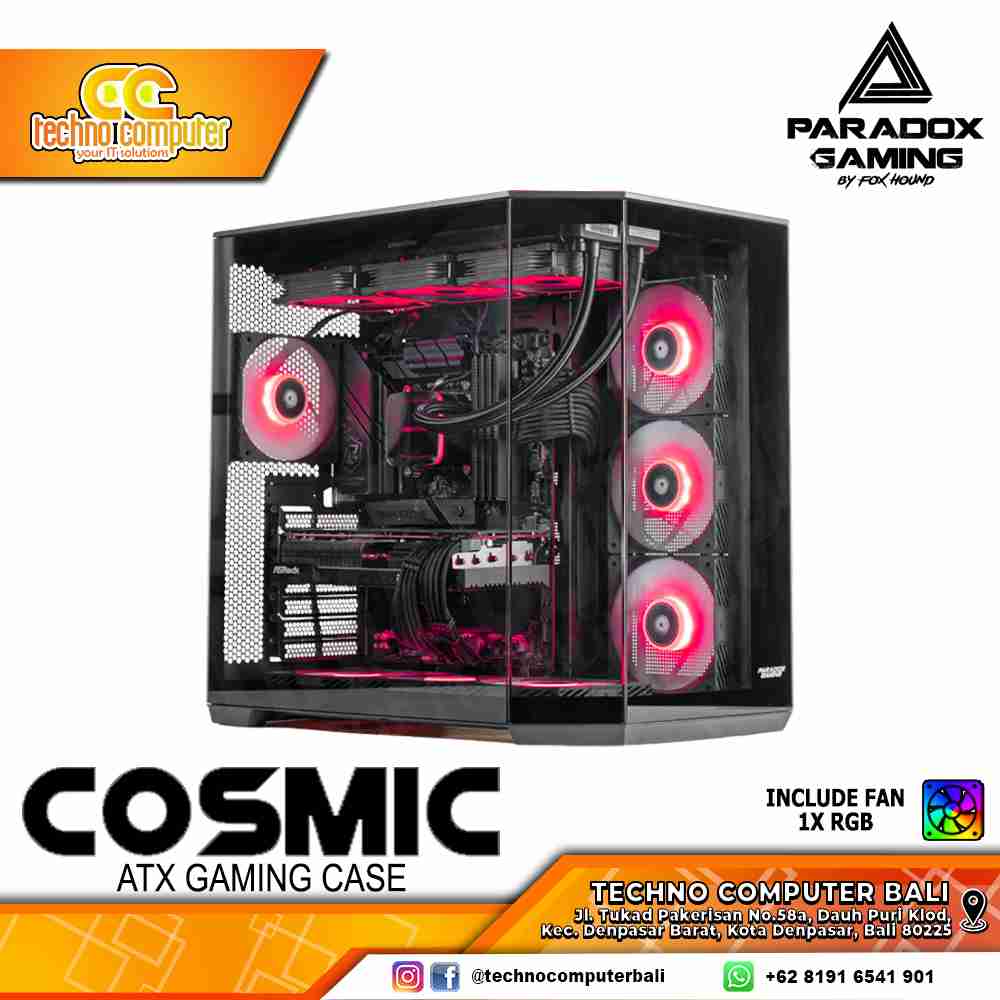 CASING PARADOX GAMING D60 COSMIC - Mid Tower ATX Case Tempered Glass (Free 1x RGB Fan)