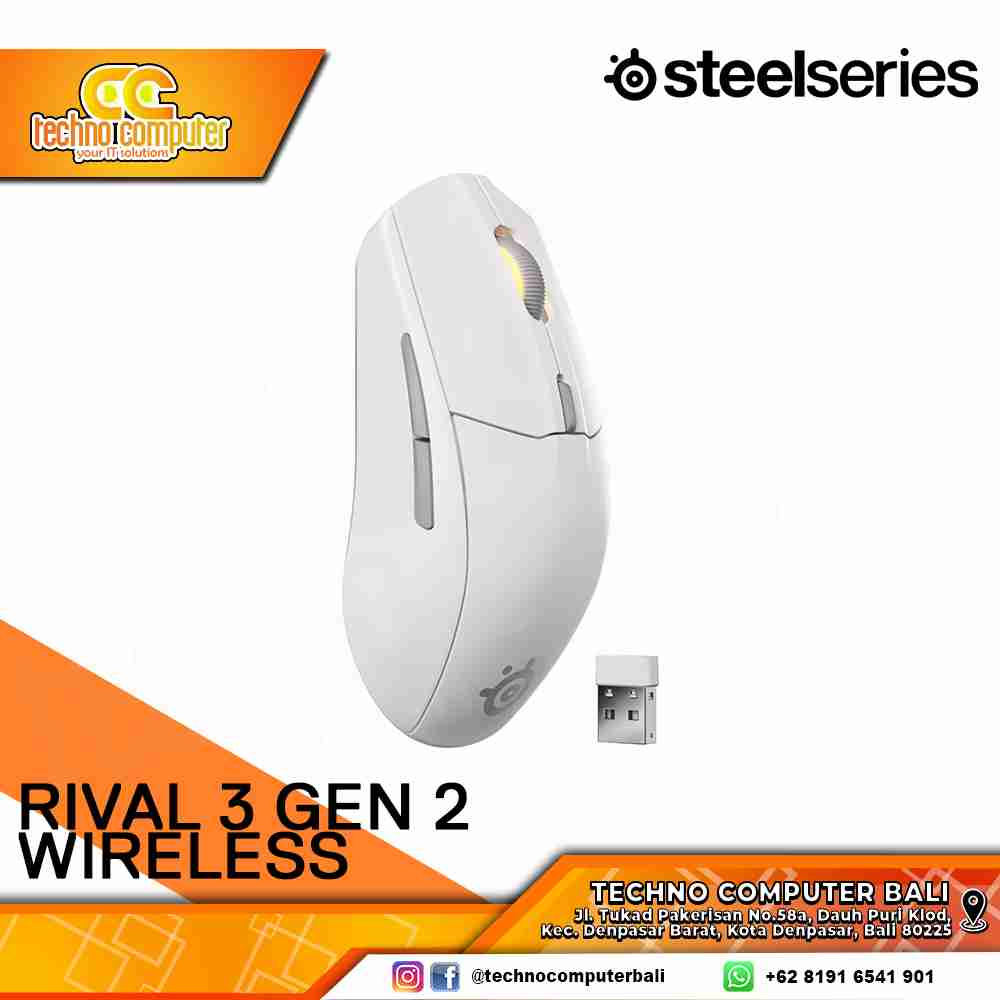 STEELSERIES RIVAL 3 Gen2 Wireless White - Gaming Mouse Wireless