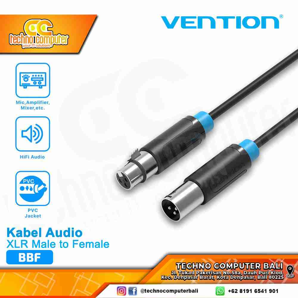 VENTION KABEL AUDIO XLR Male to Female PVC Black - BBF 3M